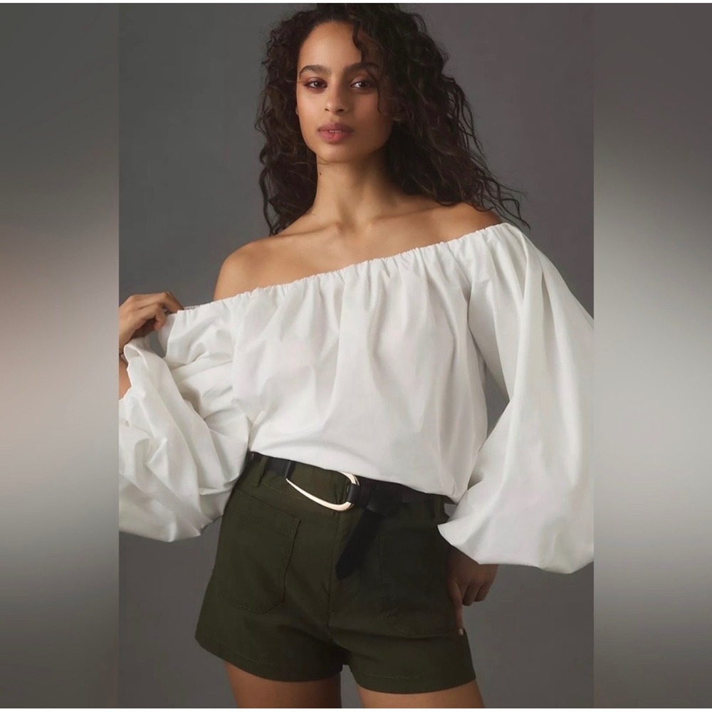 Anthropologie Maeve The Colette Olive Green Boho Retro Shorts 26 - Picture 2 of 7
